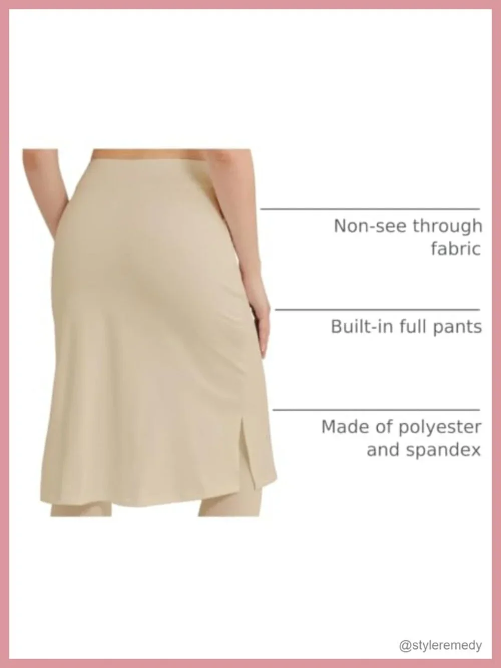 Midi Skort with Attached Leggings, High Waist Tummy Control, 4-Way Stretch
